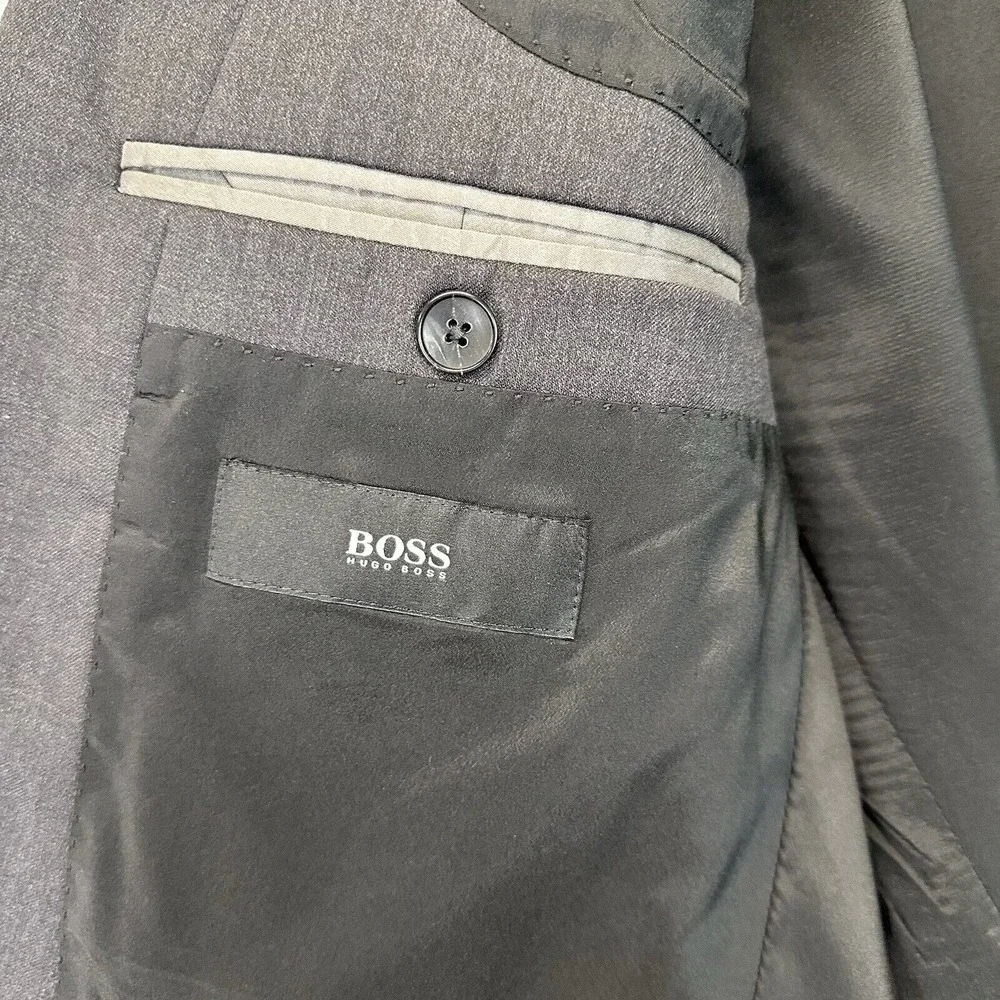 Boss Hugo Trabaldo Togna 1840 Super 120 Virgin Wool Blazer Sz 40R Black 2 Button